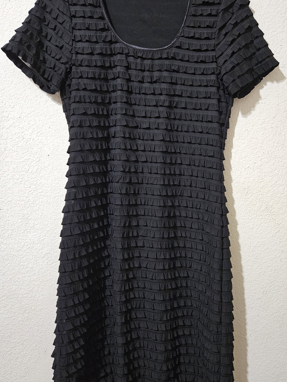 Black Ruffle Tiered Short Sleeve Dress